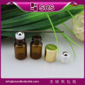 SRS no leakage amber color 2ml metal ball empty roll on glass bottles